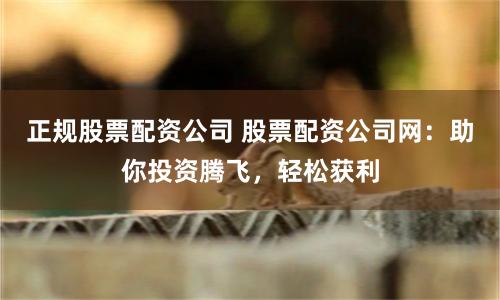 正规股票配资公司 股票配资公司网：助你投资腾飞，轻松获利